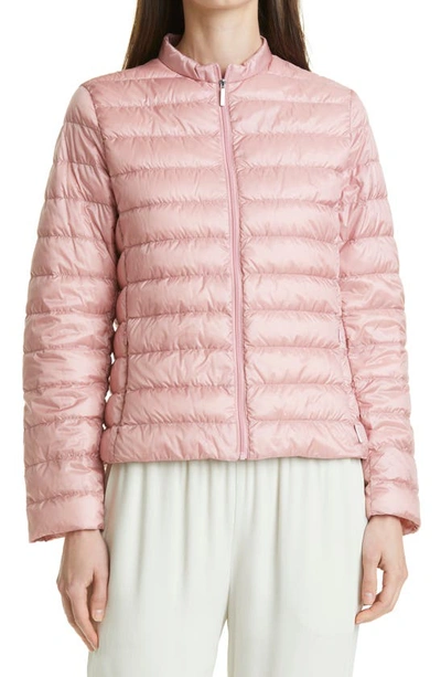 Shop Max Mara Lisa Channel Quilted Down Jacket In Pink