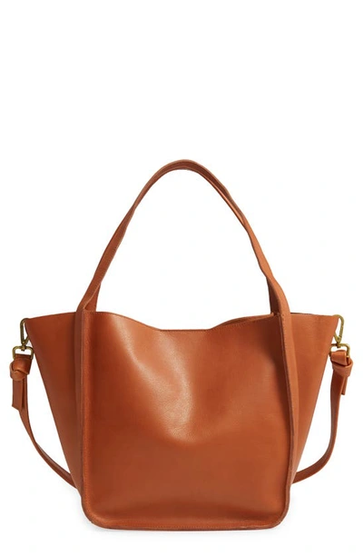Shop Madewell The Sydney Leather Tote In Burnished Caramel
