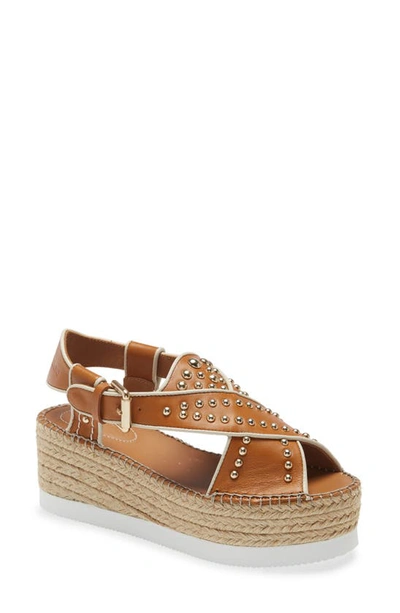 See By Chlo Pia Studded Leather Espadrille Platform Sandals In