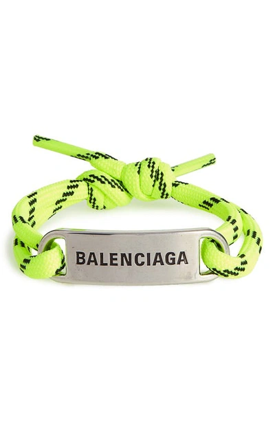 Shop Balenciaga Cord Plate Bracelet In Yellow/ Black/ Silver