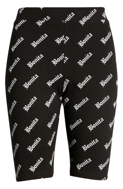 Shop Viva La Bonita Allover Print Bike Shorts In Black