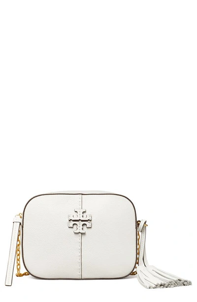 Shop Tory Burch Mcgraw Leather Camera Bag In Gardenia