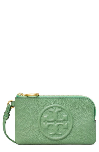 Shop Tory Burch Perry Bombe Leather Card Case In Patina