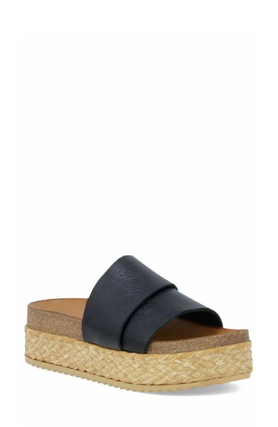 Shop Inuovo Finbar Platform Espadrille Slide Sandal In Black Leather