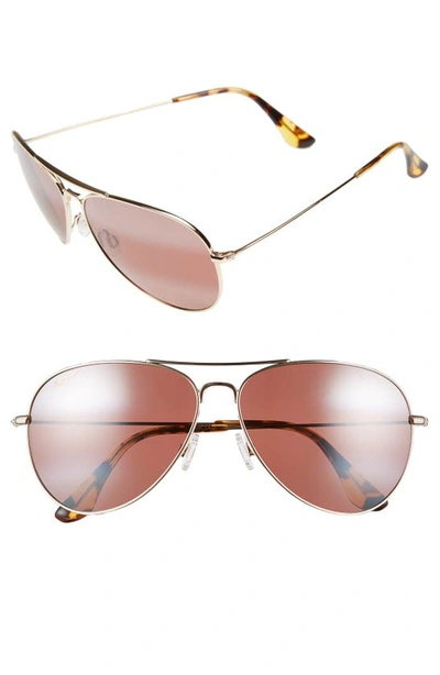 Shop Maui Jim Mavericks 61mm Polarizedplus2 Aviator Sunglasses In Gold/ Maui Rose