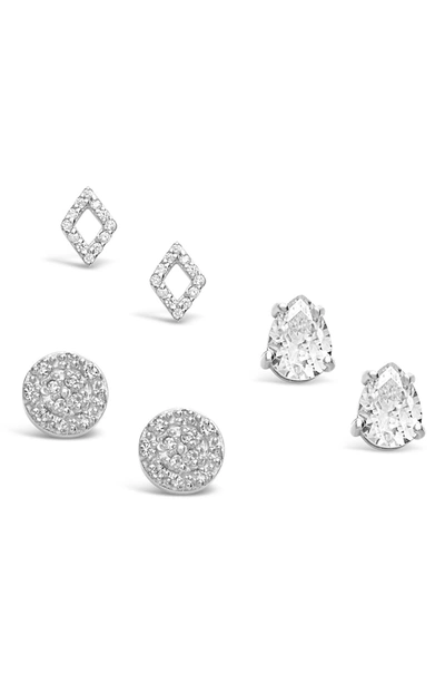 Sterling Forever Sterling Silver Cz Geo Stud Earrings In Silver