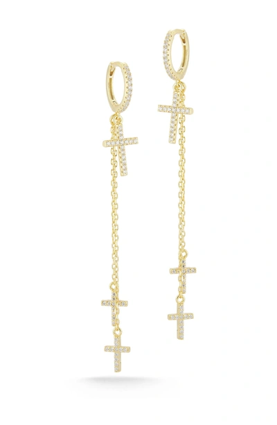 Shop Sphera Milano Gold Vermeil Cz Cross Drop Huggie Earrings