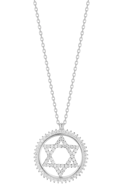 Shop Sphera Milano Cz Star Of David Necklace In Silver