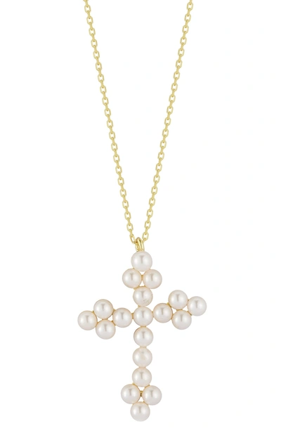 Shop Sphera Milano Gold Vermeil Freshwater Pearl Cross Necklace