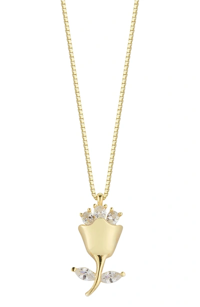Sphera Milano Gold Vermeil Cz Detail Rose Necklace In Gold