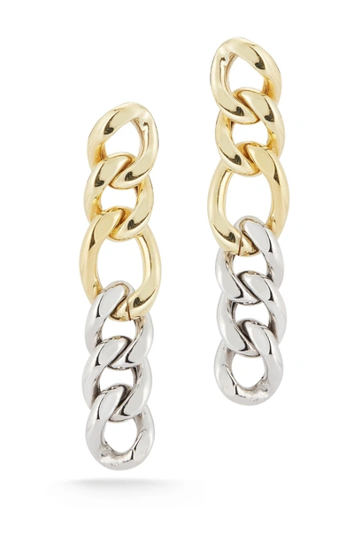 Shop Sphera Milano Two-tone Curb Chain Earrings In Gold And Silver