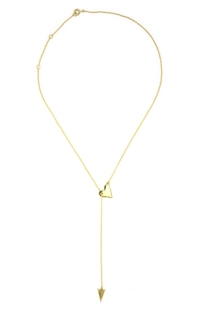 Shop Adornia Heart & Arrow Lariat Necklace In Yellow Gold