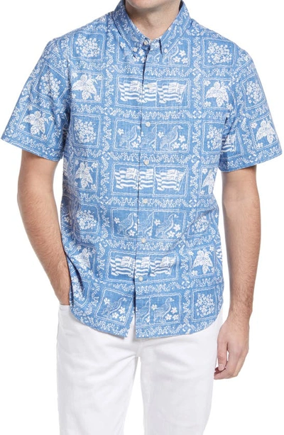 Shop Reyn Spooner Lahaina Sailor Regular Fit Button-down Shirt In Denim