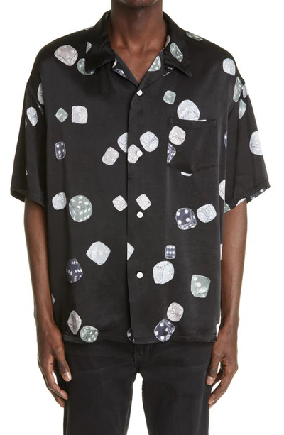 Shop Visvim Wallis Dice Print Button-up Camp Shirt In Black