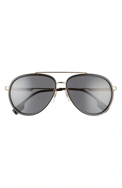 Shop Burberry 59mm Aviator Sunglasses In Gold/ Dark Grigio