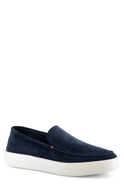 Shop Santoni Rethink Loafer In Navy Suede