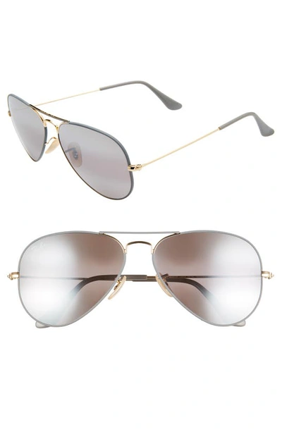 Shop Ray Ban Standard Original 58mm Aviator Sunglasses In Grey/ Gold Mirror