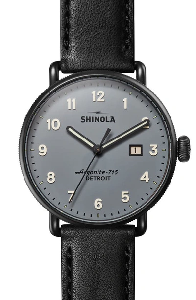 Shop Shinola The Canfield Leather Strap Watch, 43mm