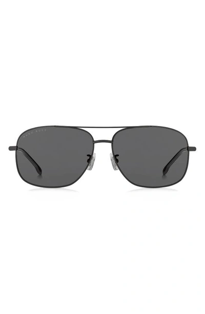 Shop Hugo Boss 63mm Aviator Sunglasses In Ruthenium/ Black/ Grey