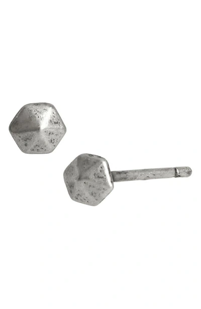 Shop Allsaints Hexagon Sterling Silver Stud Earrings In Warm Silver