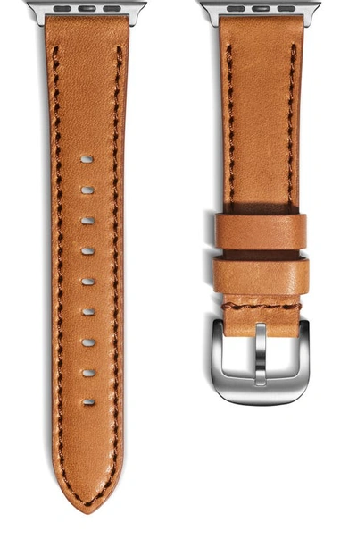 Shop Shinola Leather 20mm Apple Watch® Watchband In Bourbon