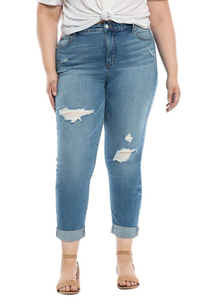 Shop Slink Jeans Distressed High Waist Boyfriend Jeans In Myla