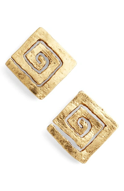 Shop Karine Sultan Square Stud Earrings In Gold