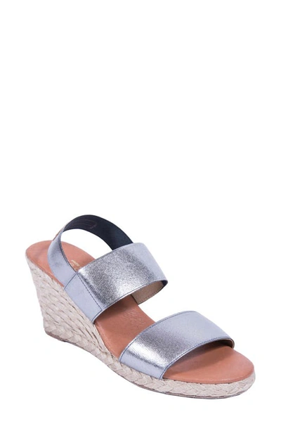 Andre Assous Women's Allison Strappy Espadrille Wedge Sandals In Pewter Fabric