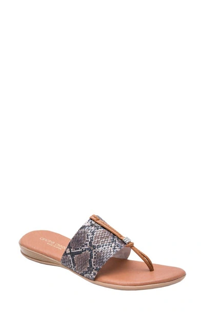 Shop Andre Assous Nice Sandal In Sand Snake Print Leather