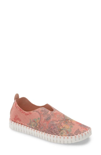 Shop Ilse Jacobsen Tulip 139 Perforated Slip-on Sneaker In Coral Blush Fabric