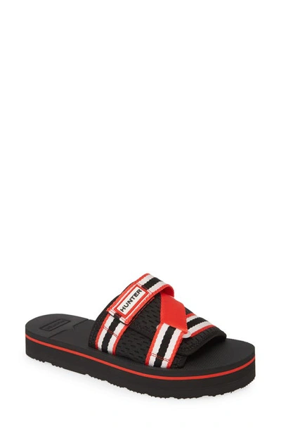 Shop Hunter Original Platform Slide Sandal In Red/ White/ Black