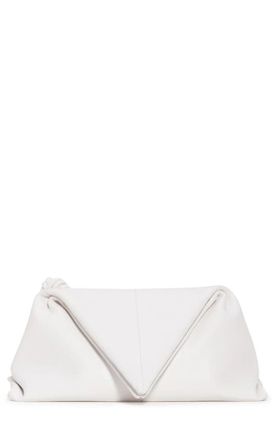 Shop Bottega Veneta Leather Envelope Clutch In Bianco/ Silver