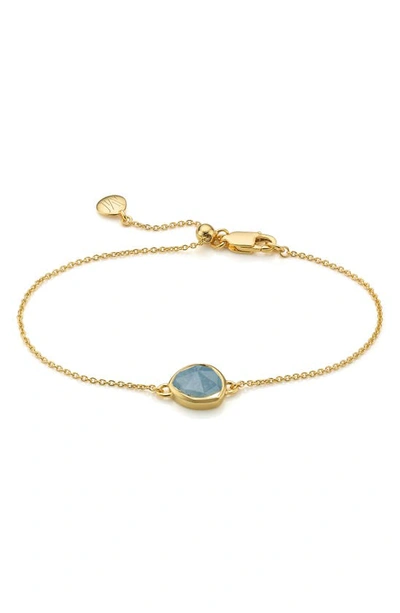 Shop Monica Vinader Siren Semiprecious Stone Bracelet In Aquamarine/ Silver