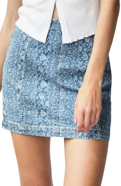 Shop Free People Modern Femme Denim Miniskirt In Indigo Floral