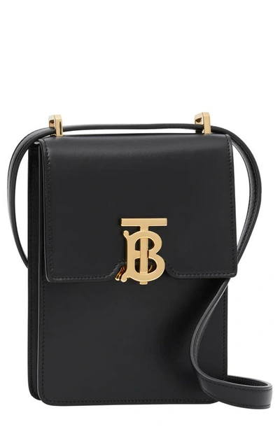 Shop Burberry Valencia Leather Phone Bag In Black