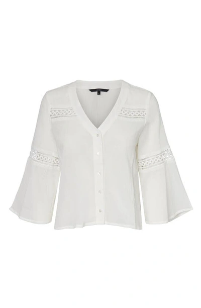 Shop Vero Moda Thyra Crop Button-up Shirt In Snow White