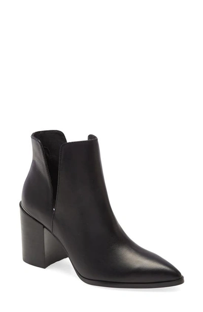 Shop Steve Madden Kaylah Pointed Toe Bootie In Black Leather