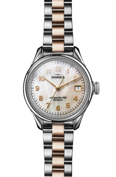 Shop Shinola Vinton Bracelet Watch, 32mm In Silver/ White/ Gold