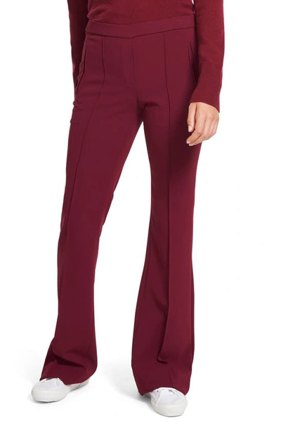 Shop Theory Demitria Pintuck Flare Pull-on Wool Blend Pants In Currant