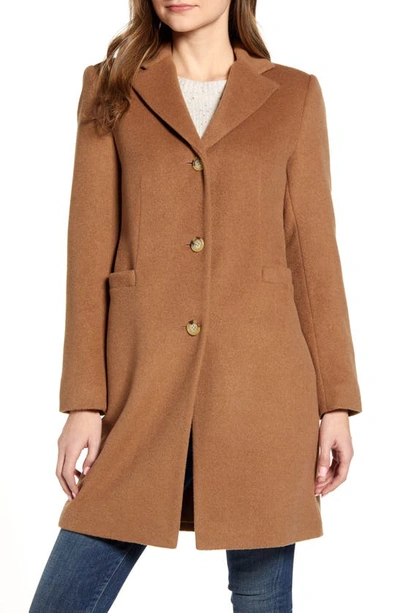 Shop Lauren Ralph Lauren Wool Blend Reefer Coat In New Vicuna