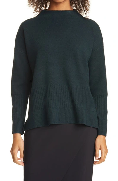 Shop Donna Karan Mock Neck Sweater In Emerald