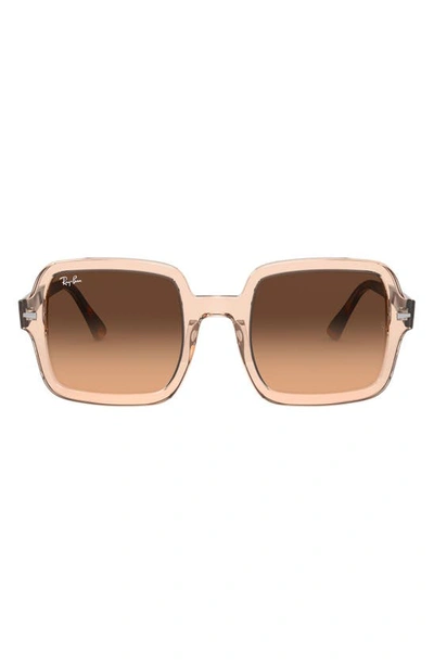 Shop Ray Ban 53mm Gradient Square Sunglasses In Transparent Lt Brwn/brwn Grad