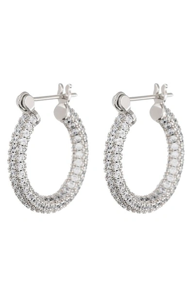 Shop Luv Aj Pave Amalfi Hoop Earrings In Silver