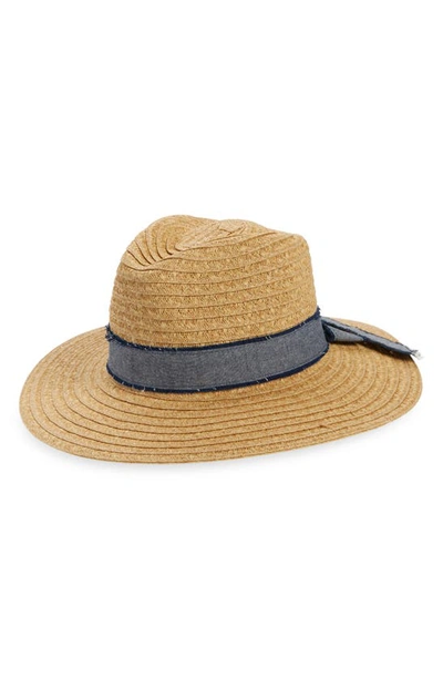 Shop San Diego Hat Band Straw Fedora In Chambray