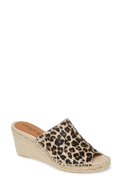 Shop Patricia Green Genuine Calf Hair Espadrille Wedge Slide Sandal In Leopard