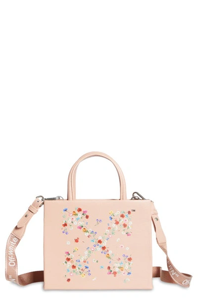 Shop Off-white Mini Floral Arrows Leather Box Bag In Nude Multico