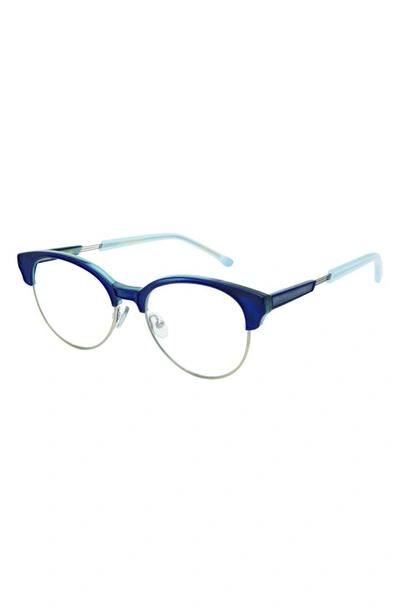 Shop Coco And Breezy Believe 52mm Round Blue Light Blocking Glasses In Blue/ Clear With Champagne