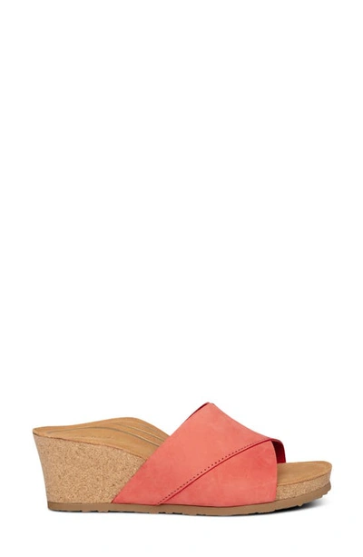 Shop Aetrex Cora Wedge Slide Sandal In Coral Nubuck Leather