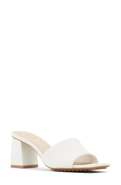 Shop Aldo Velalith Block Heel Slide Sandal In White Leather