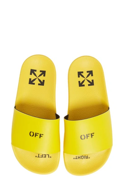 Shop Off-white Logo Slide Sandal In Yellow
